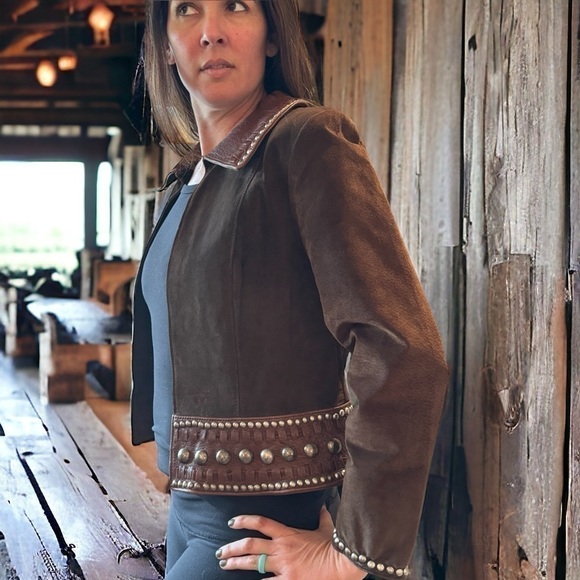 Double D Ranch leather and highly embellished jacket NWOT - Picture 5 of 16